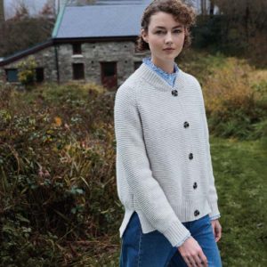 Women's Baseball Collar Cardigan with Side Slits
