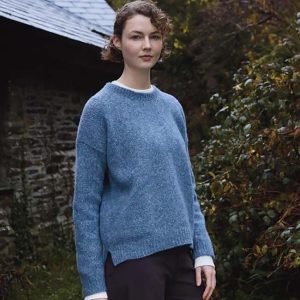 Women's Slouchy Crew Neck Jumper with Side Slits