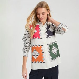 Tea Geometric Diamond Shirt - Multi